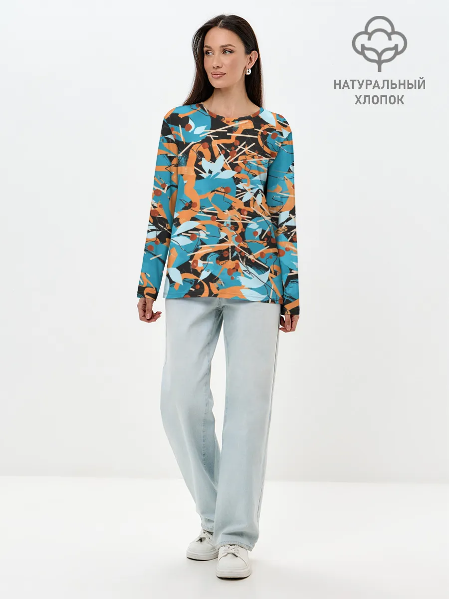 Лонгслив женский. Хлопок / Яркие линии