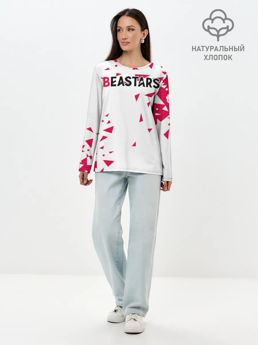 Лонгслив женский. Хлопок / Beastars треугольники