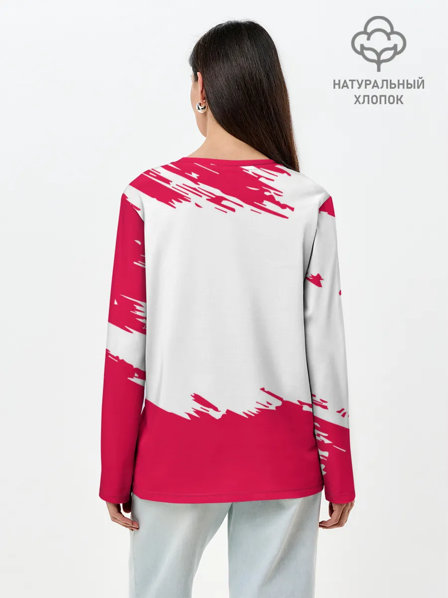 Лонгслив женский. Хлопок / Beastars белые линии