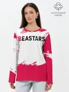 Лонгслив женский. Хлопок / Beastars белые линии