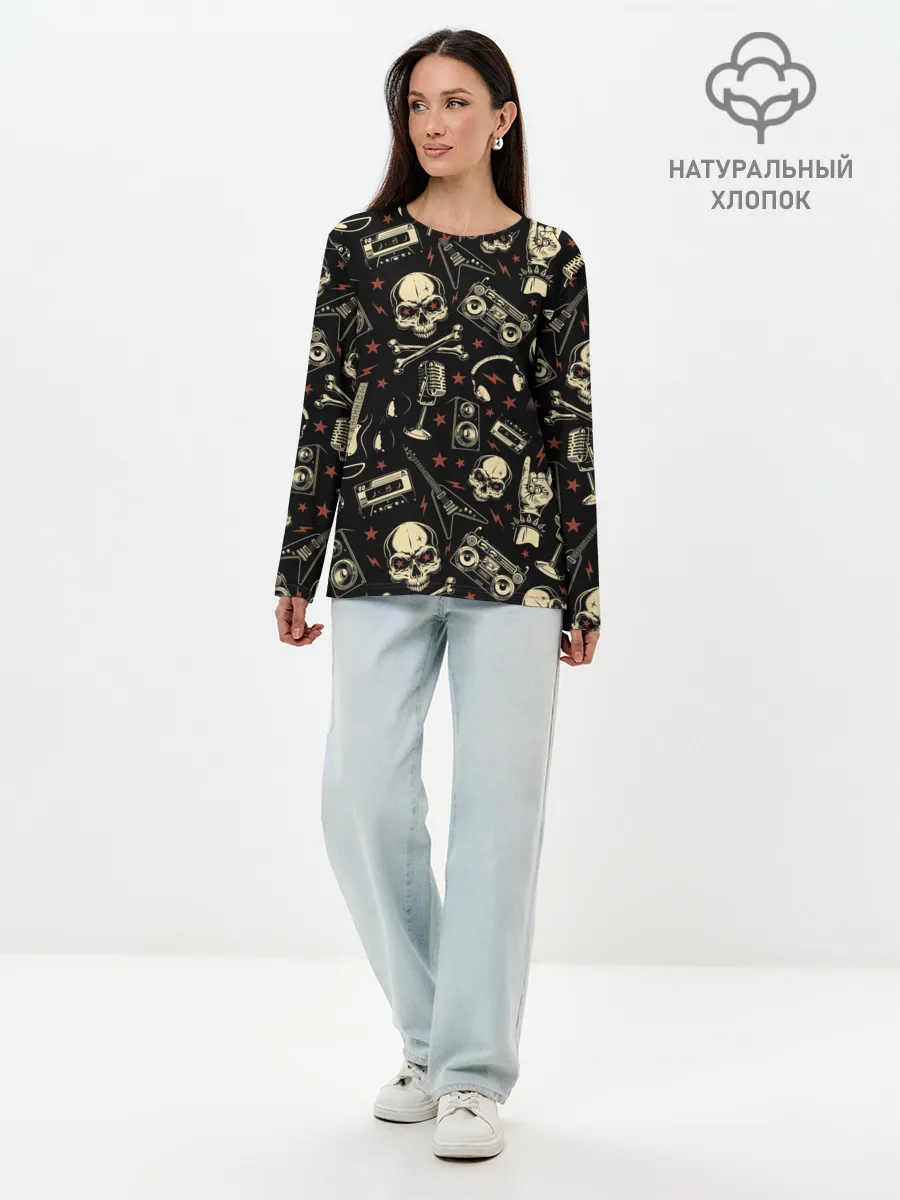 Лонгслив женский. Хлопок / Рок!