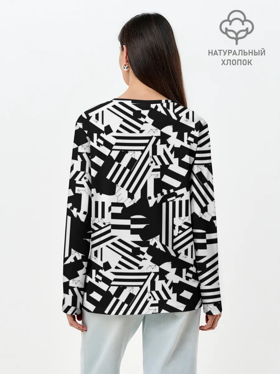 Лонгслив женский. Хлопок / Хаотичные линии
