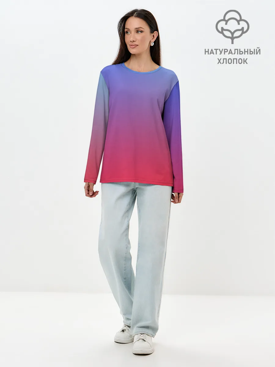 Лонгслив женский. Хлопок / ЯРКИЙ ГРДИЕНТ