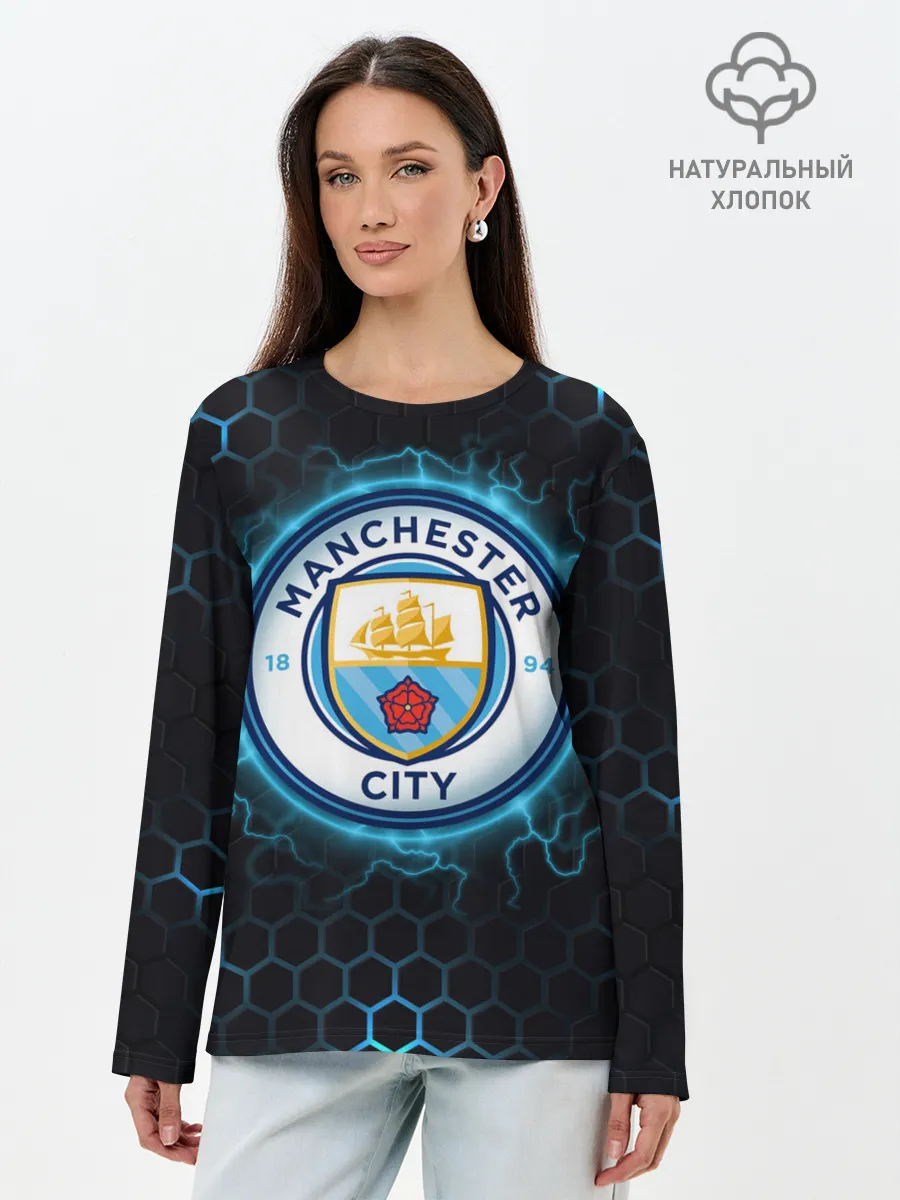 Лонгслив женский. Хлопок / Манчестер Сити