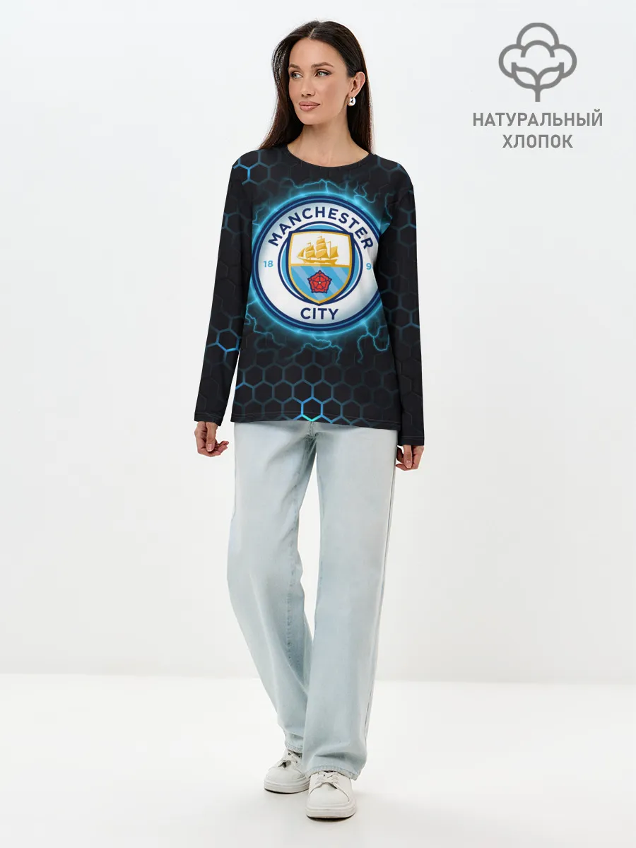 Лонгслив женский. Хлопок / Манчестер Сити