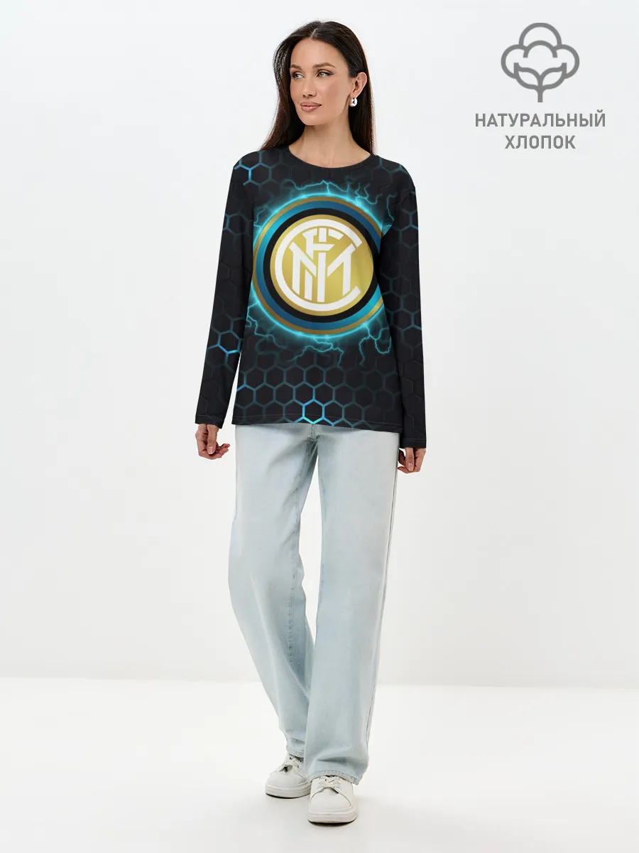 Лонгслив женский. Хлопок / Интер Милан