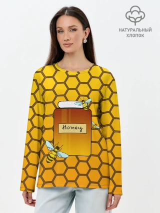 Лонгслив женский. Хлопок / Сладкий мёд