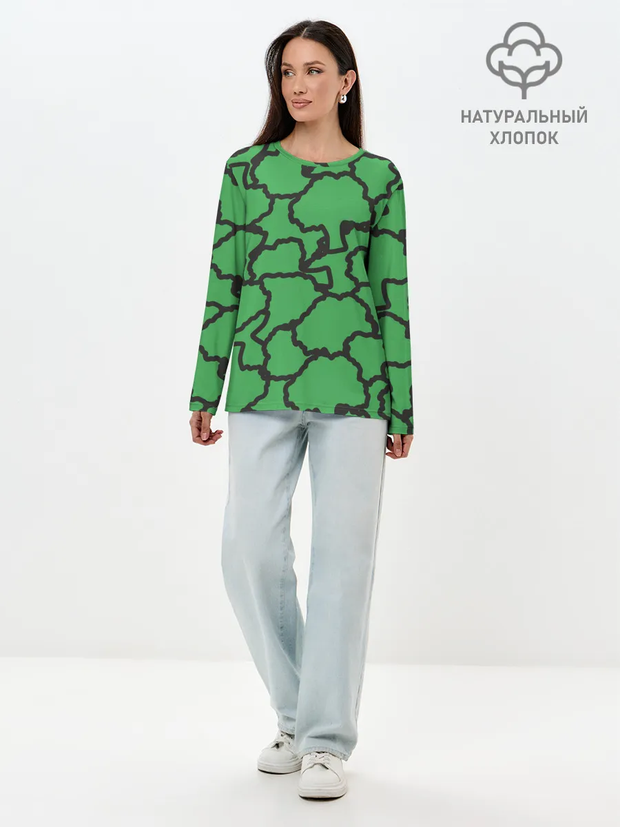 Лонгслив женский. Хлопок / БРОККОЛИ