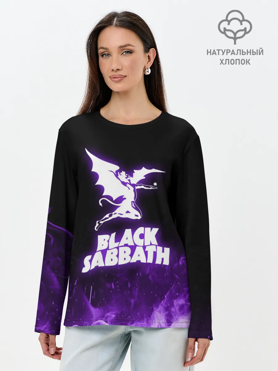 Лонгслив женский. Хлопок / Black Sabbath NEON