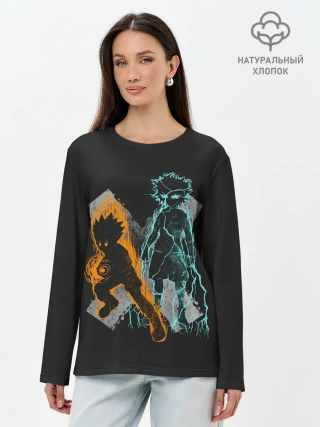 Лонгслив женский. Хлопок / Logo Hunter с персонажами
