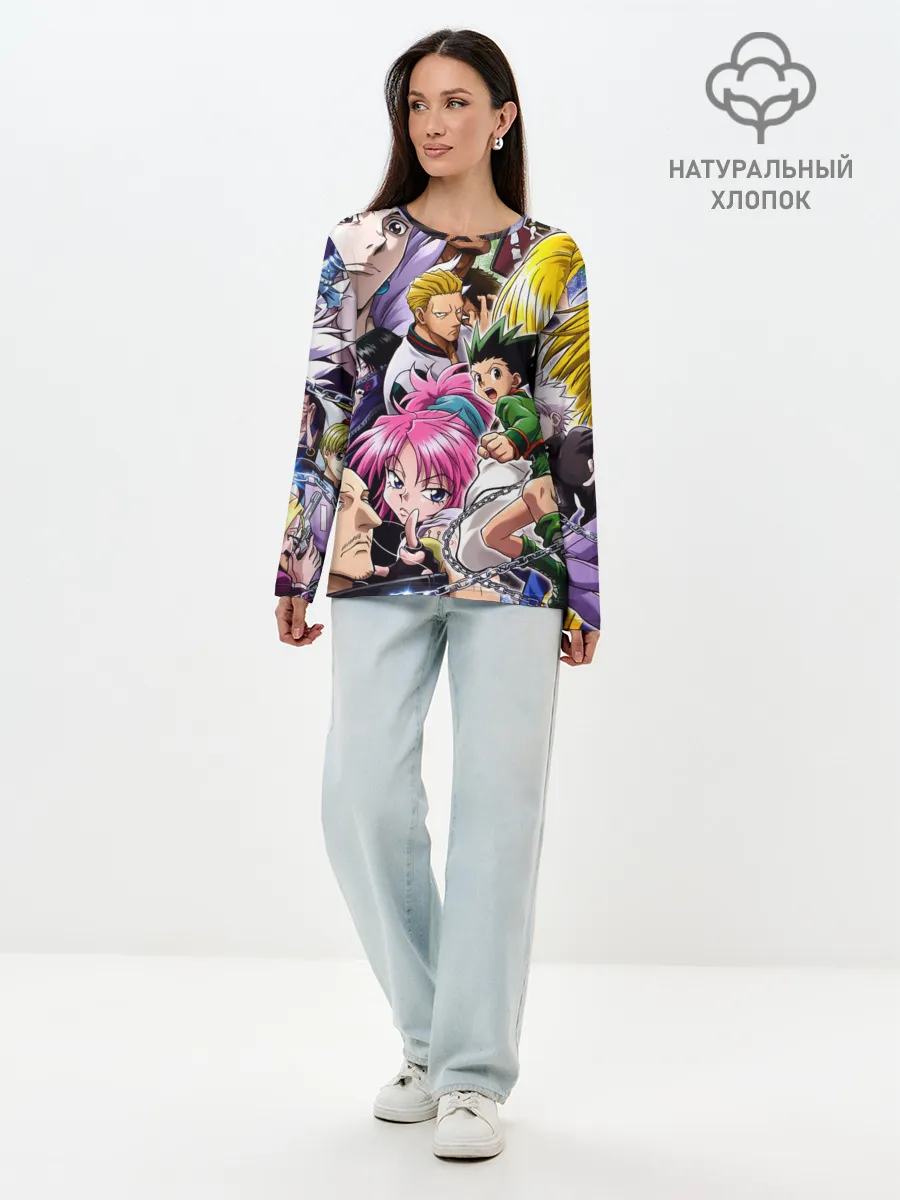 Лонгслив женский. Хлопок / МНого персонажей