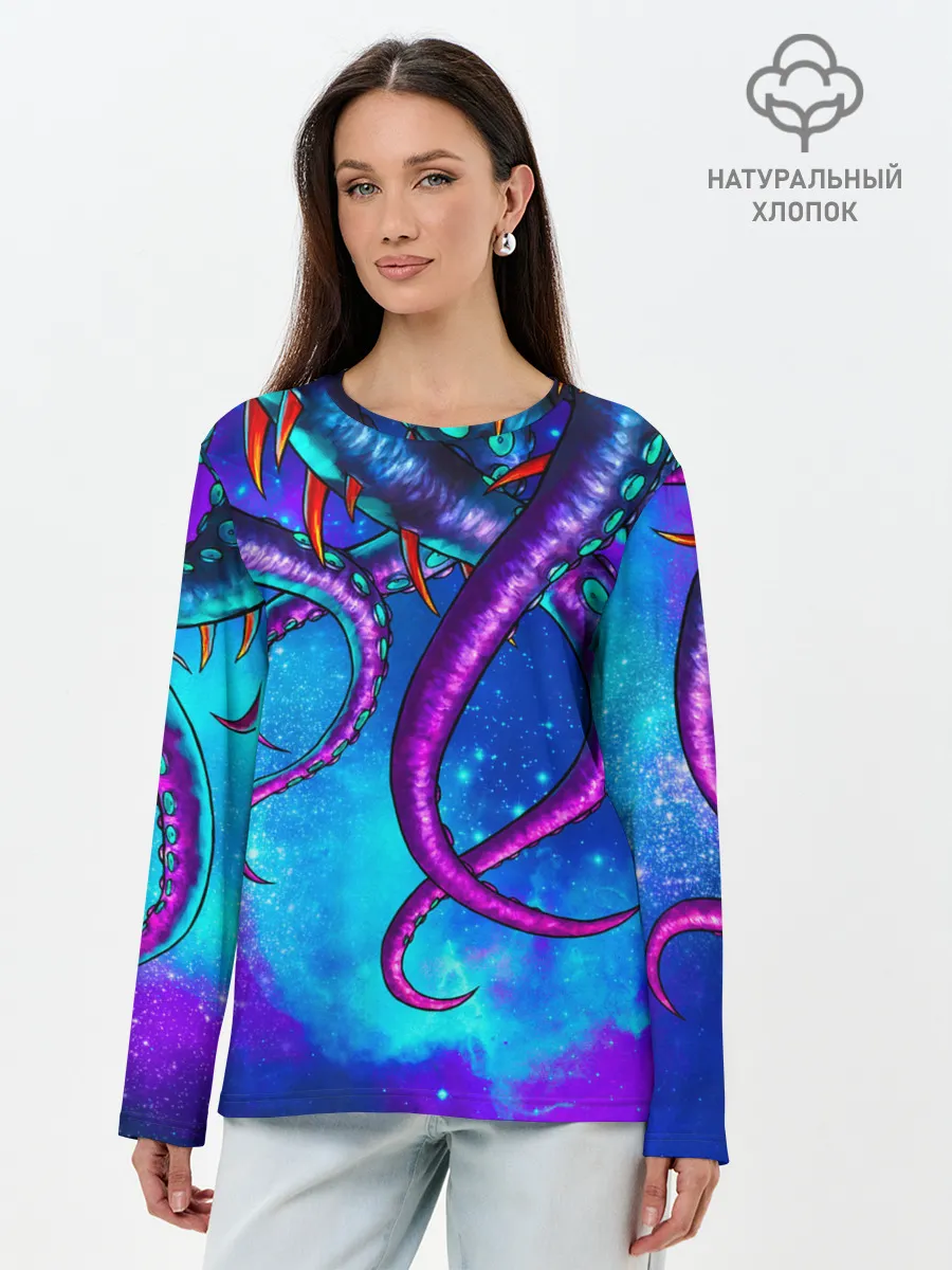 Лонгслив женский. Хлопок / Щупальца