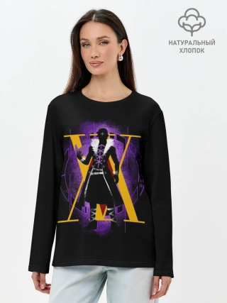 Лонгслив женский. Хлопок / HH желтый на фиолетовом
