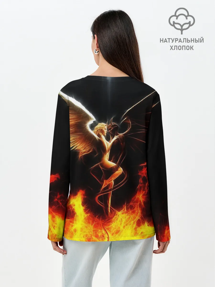 Лонгслив женский. Хлопок / Angel and demon