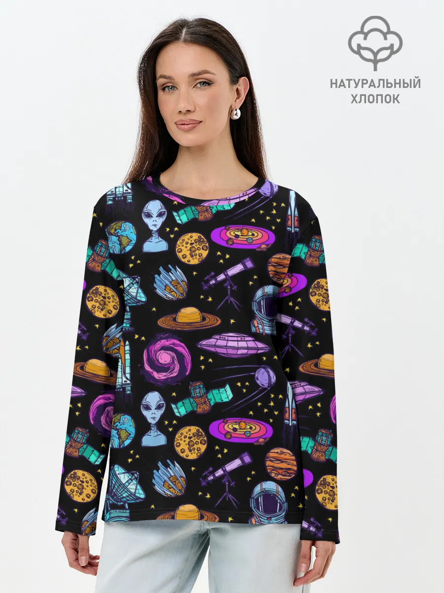 Лонгслив женский. Хлопок / космос