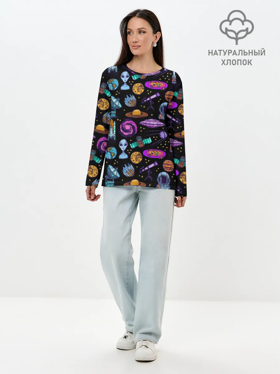 Лонгслив женский. Хлопок / космос