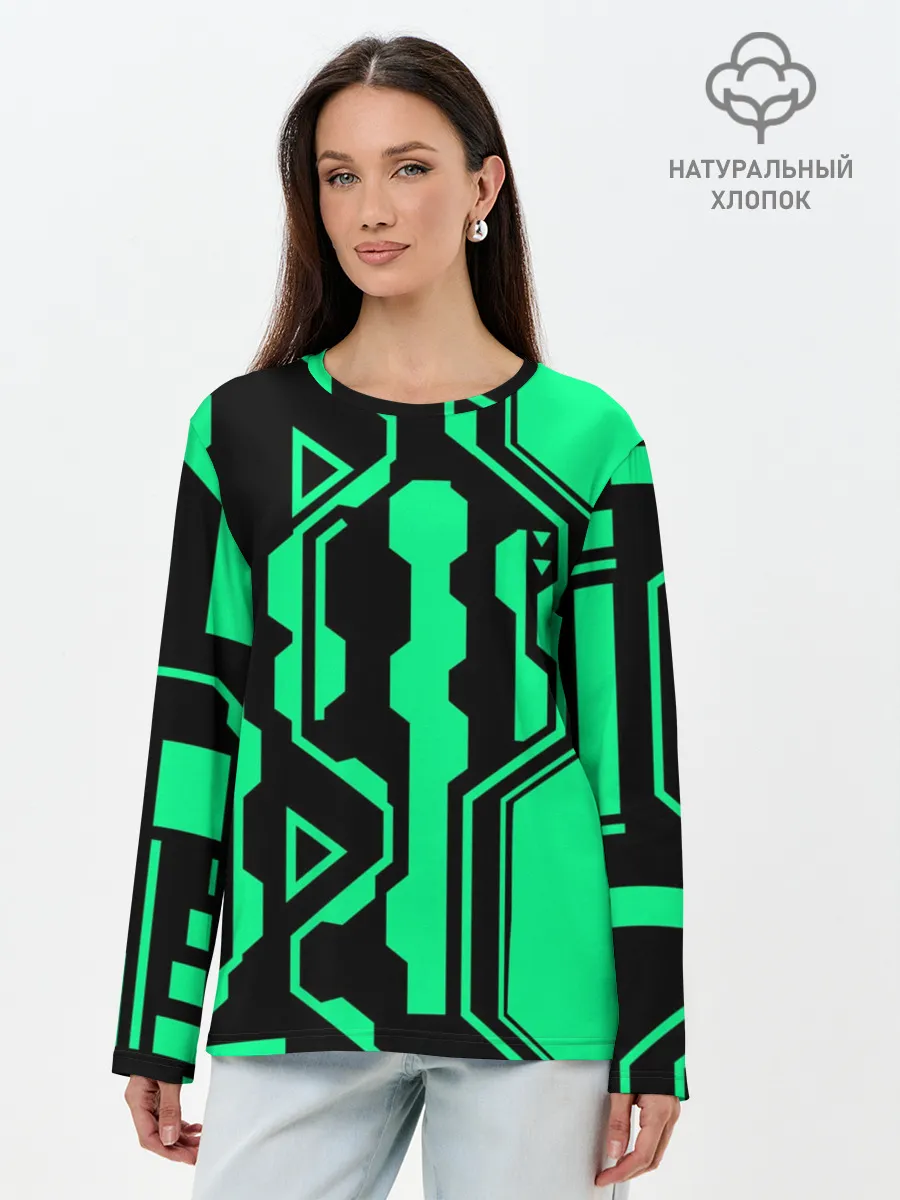 Лонгслив женский. Хлопок / КИБЕРПАНК