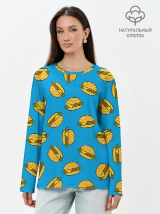 Лонгслив женский. Хлопок / БУРГЕРЫ