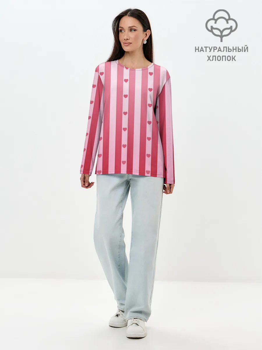 Лонгслив женский. Хлопок / Валентинова нежность