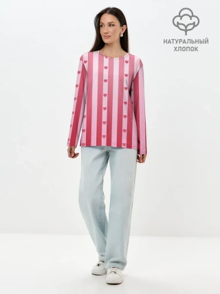 Лонгслив женский. Хлопок / Валентинова нежность