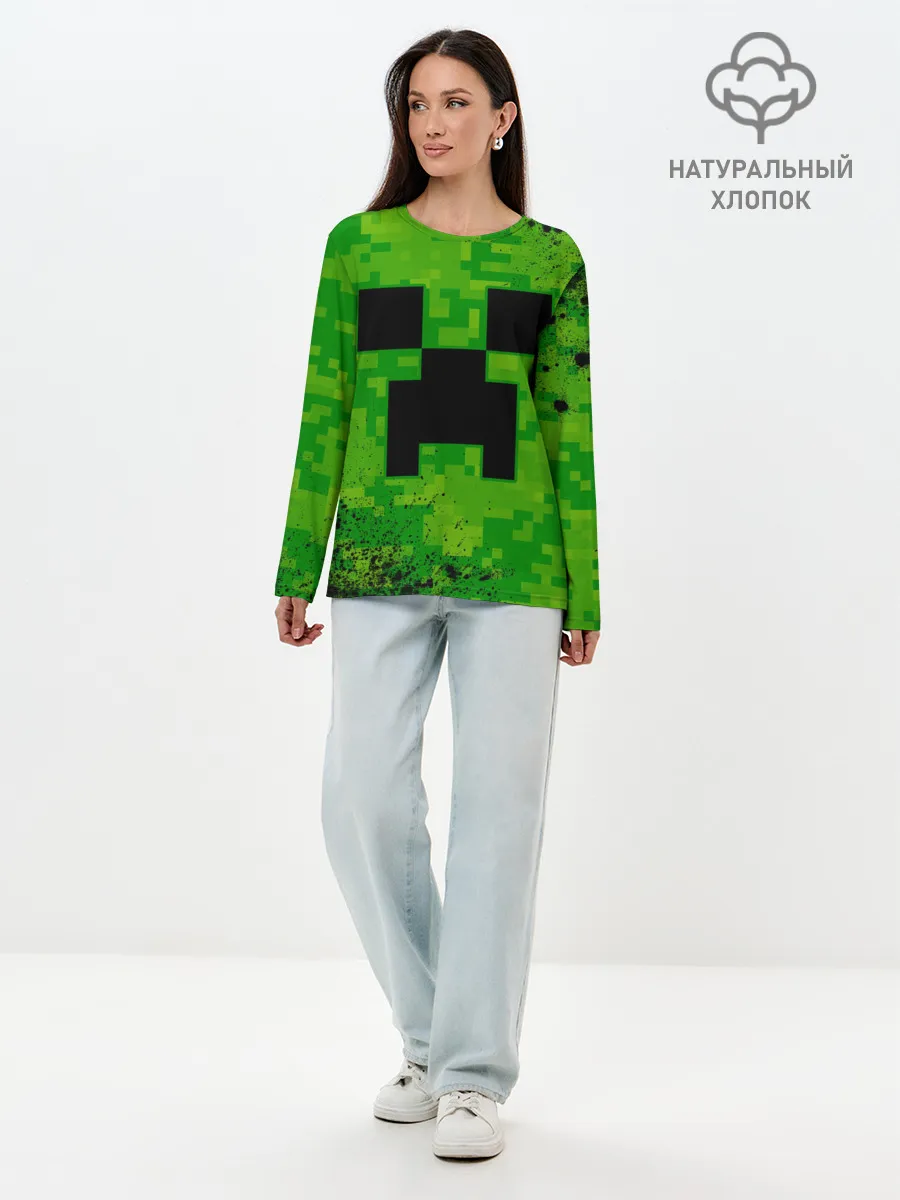 Лонгслив женский. Хлопок / MINECRAFT / МАЙНКРАФТ