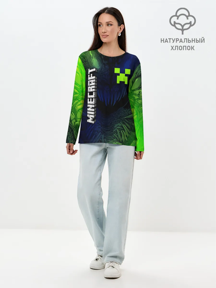 Лонгслив женский. Хлопок / MINECRAFT / МАЙНКРАФТ