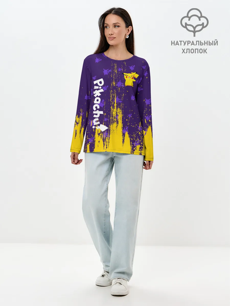 Лонгслив женский. Хлопок / ПИКАЧУ / PIKACHU