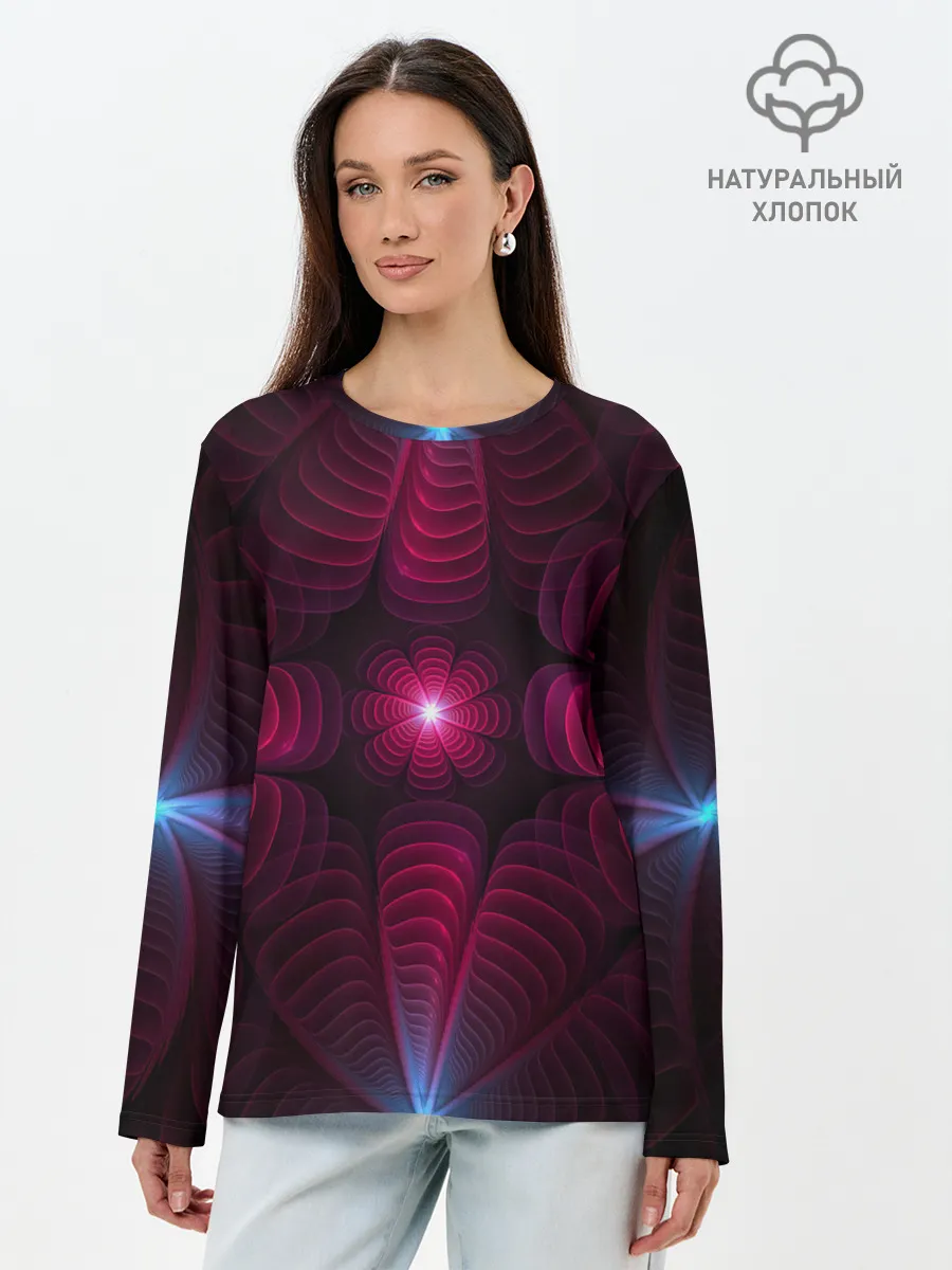 Лонгслив женский. Хлопок / Инопланетные цветы