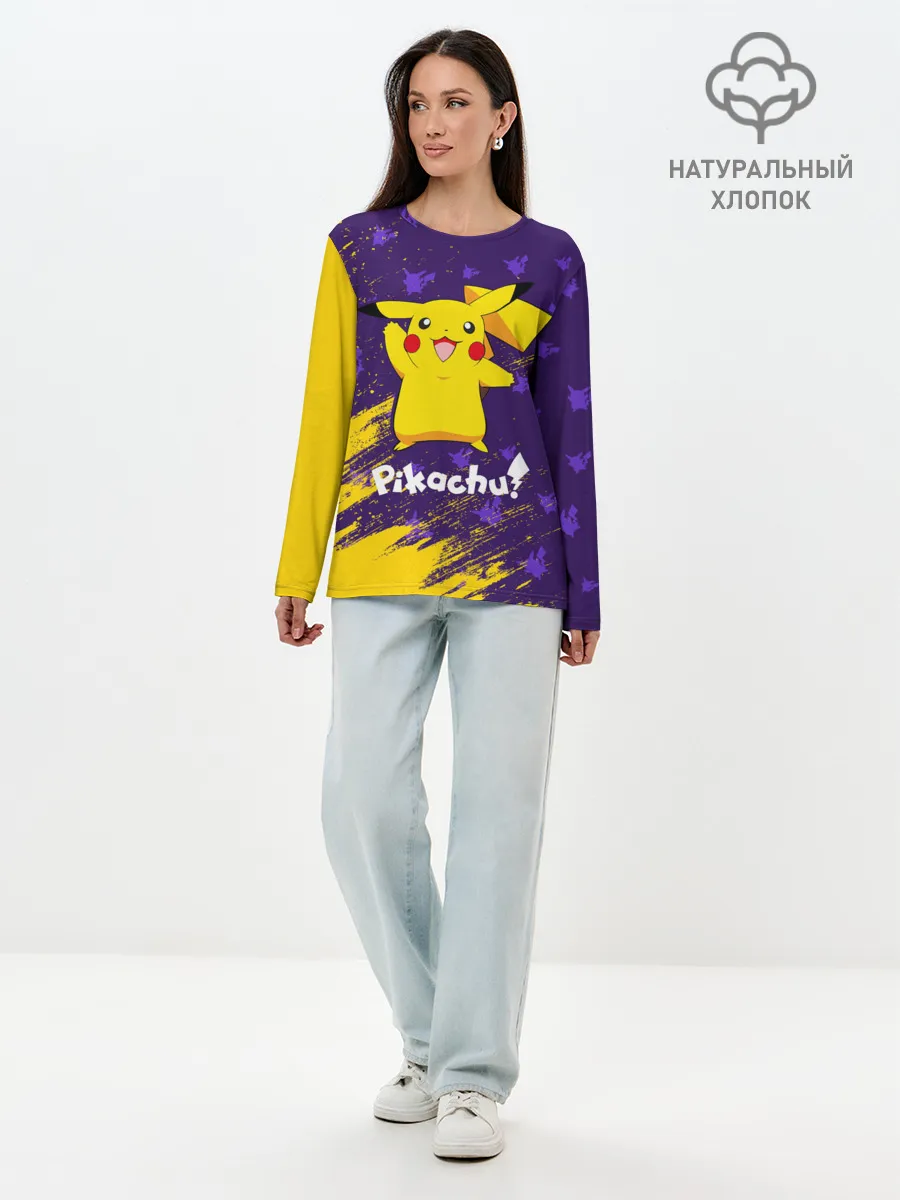 Лонгслив женский. Хлопок / ПИКАЧУ / PIKACHU