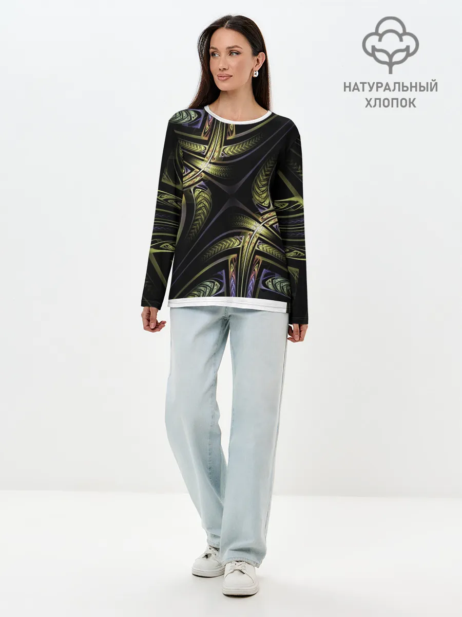 Лонгслив женский. Хлопок / Абстракция