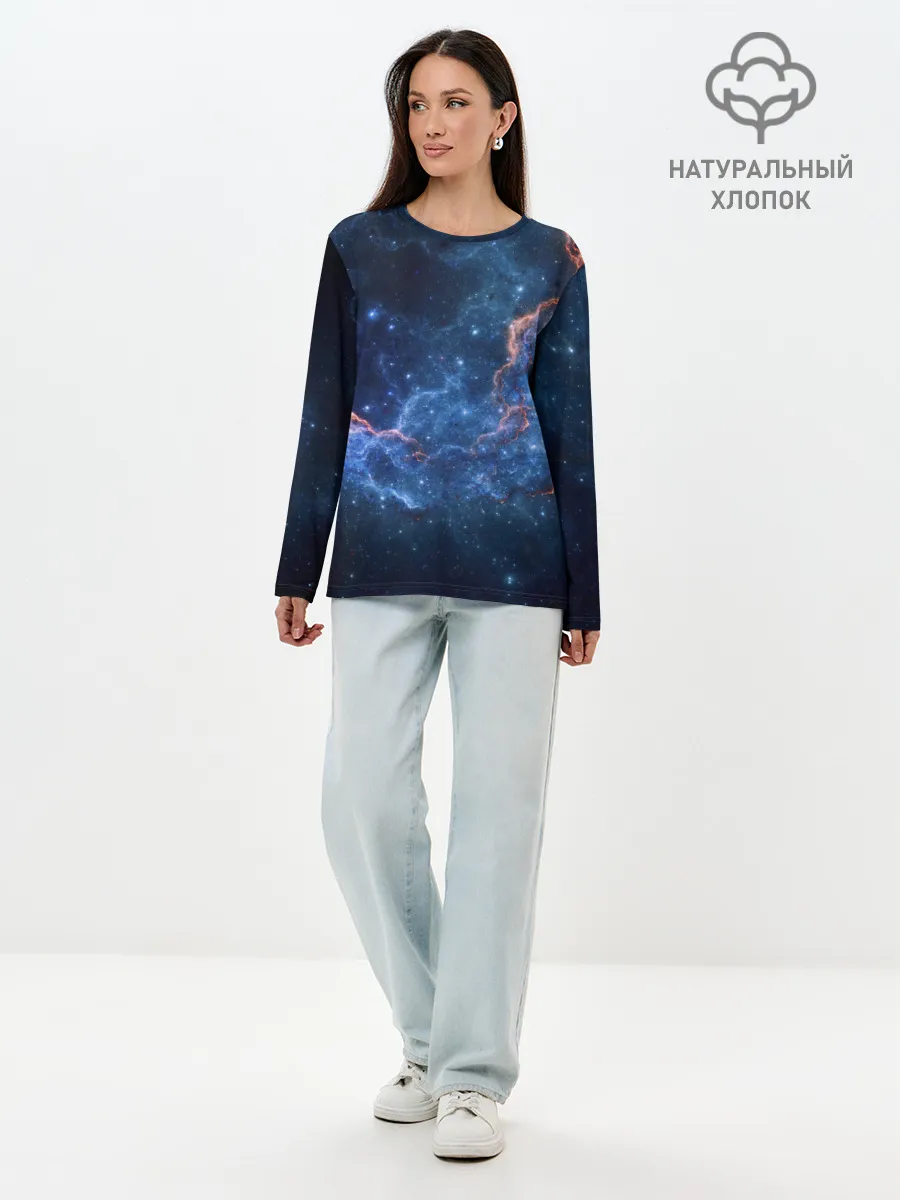 Лонгслив женский. Хлопок / Туманность