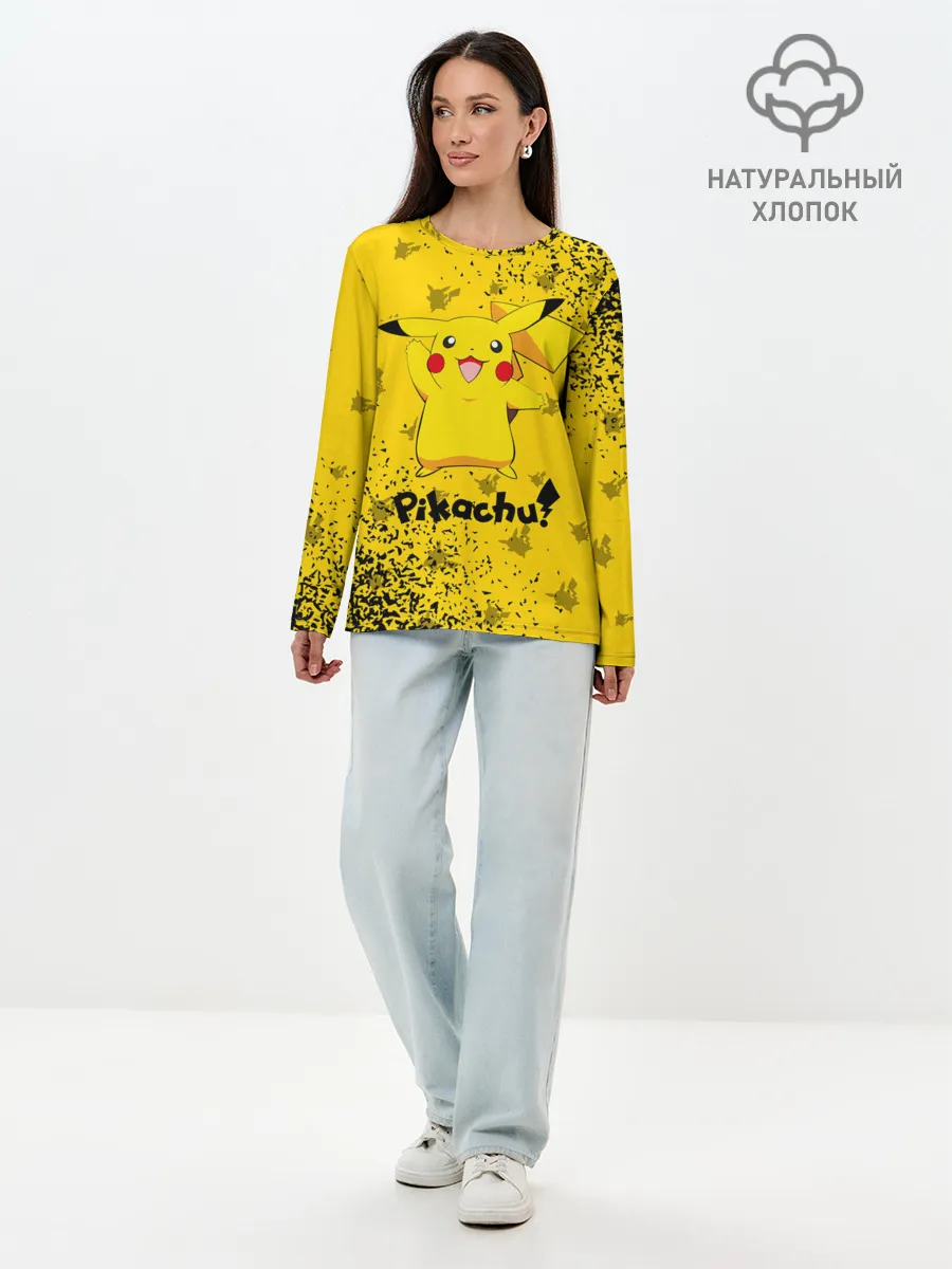 Лонгслив женский. Хлопок / ПИКАЧУ / PIKACHU