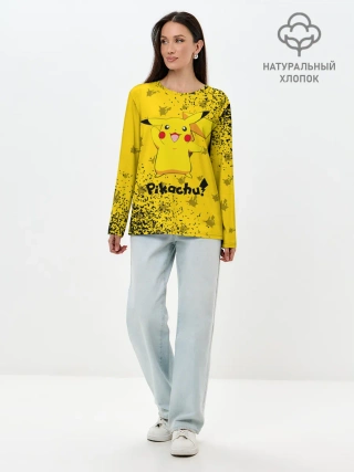 Лонгслив женский. Хлопок / ПИКАЧУ / PIKACHU
