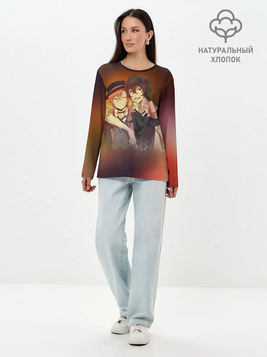 Лонгслив женский. Хлопок / Дазай и Чуя