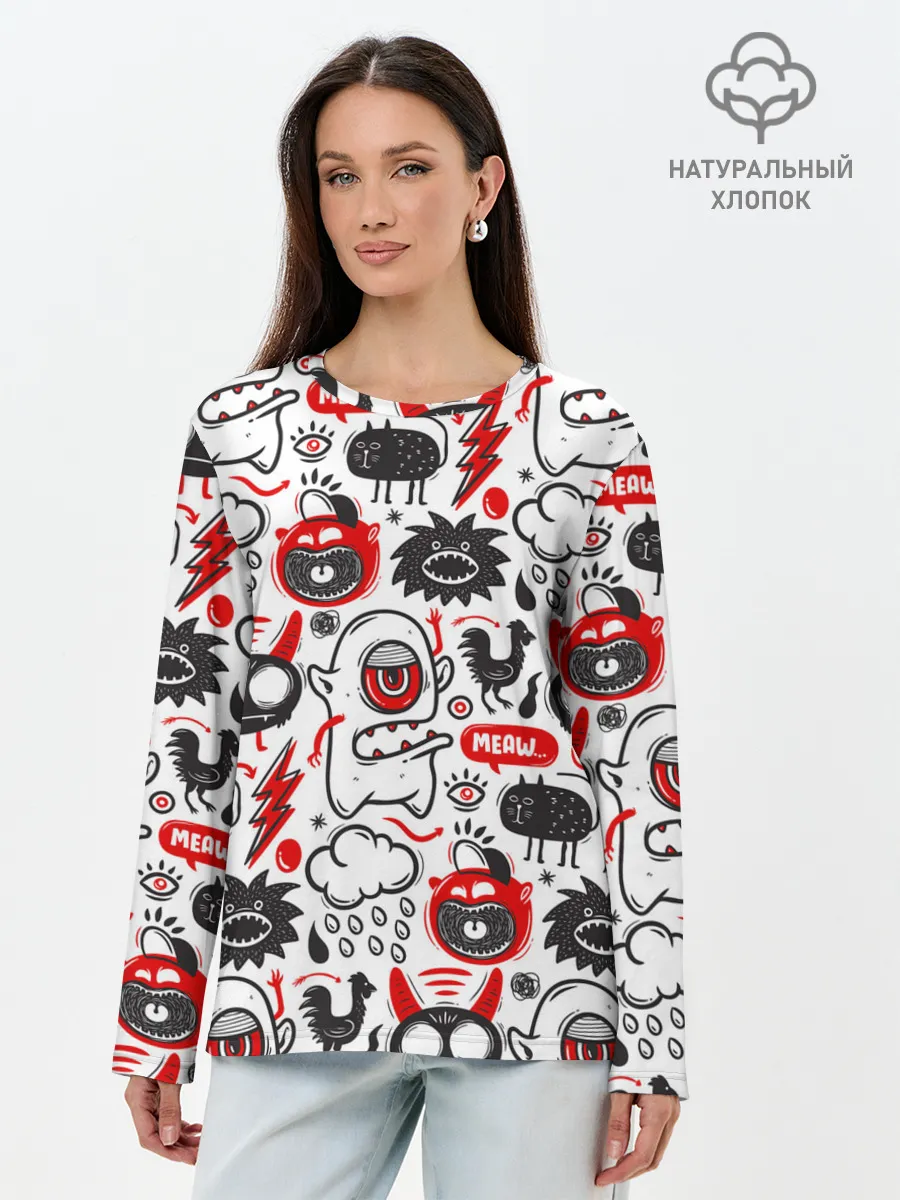Лонгслив женский. Хлопок / Pop art