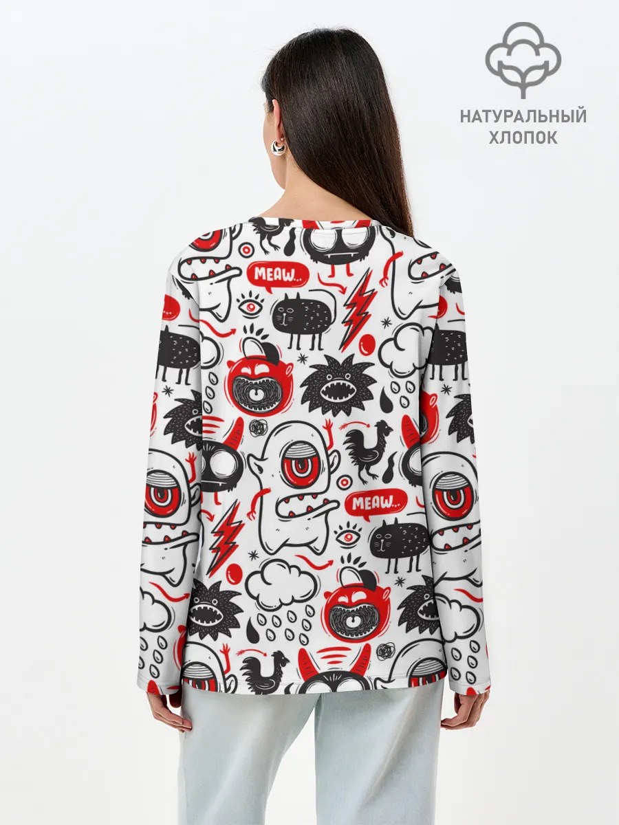 Лонгслив женский. Хлопок / Pop art