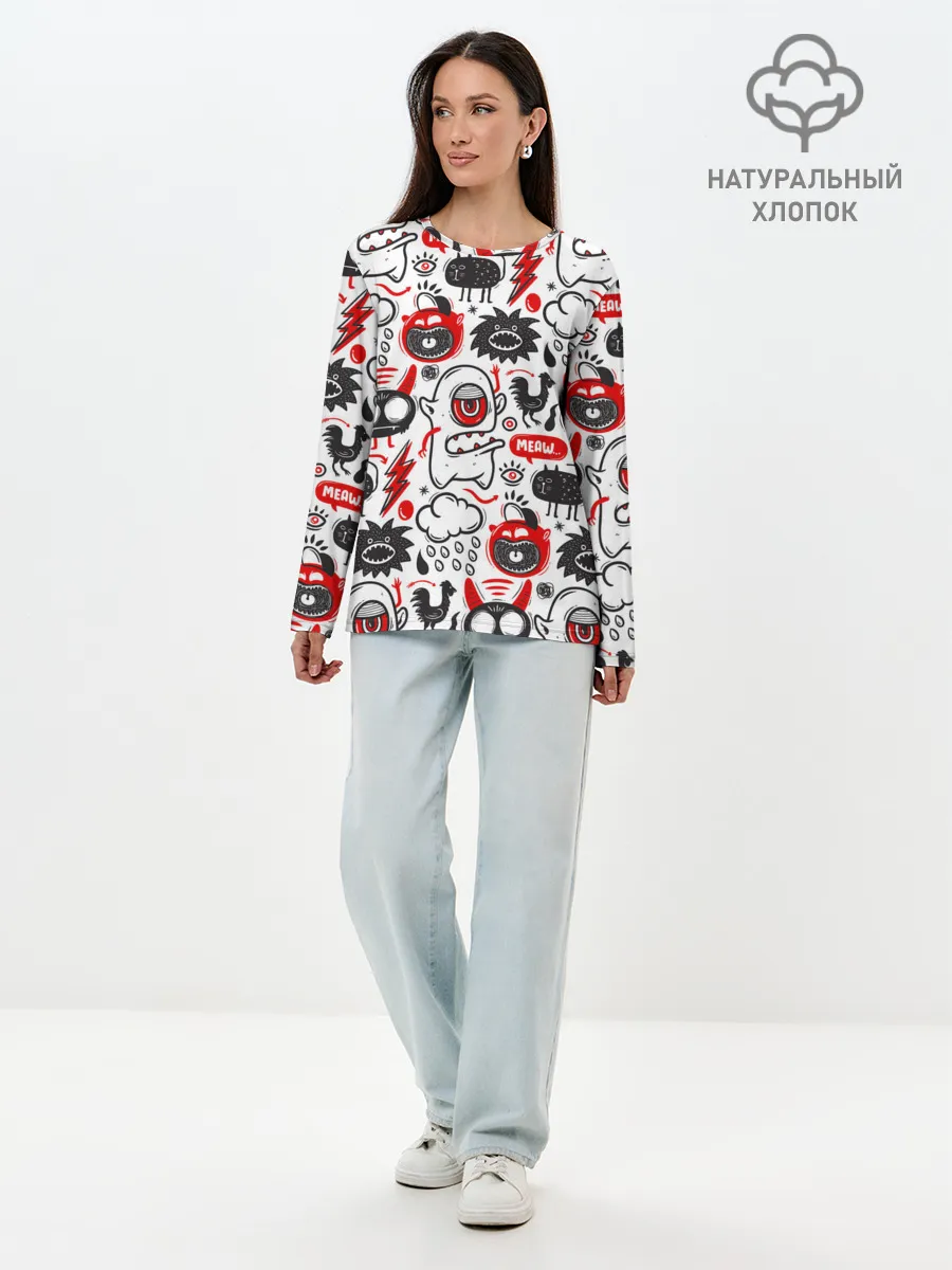 Лонгслив женский. Хлопок / Pop art