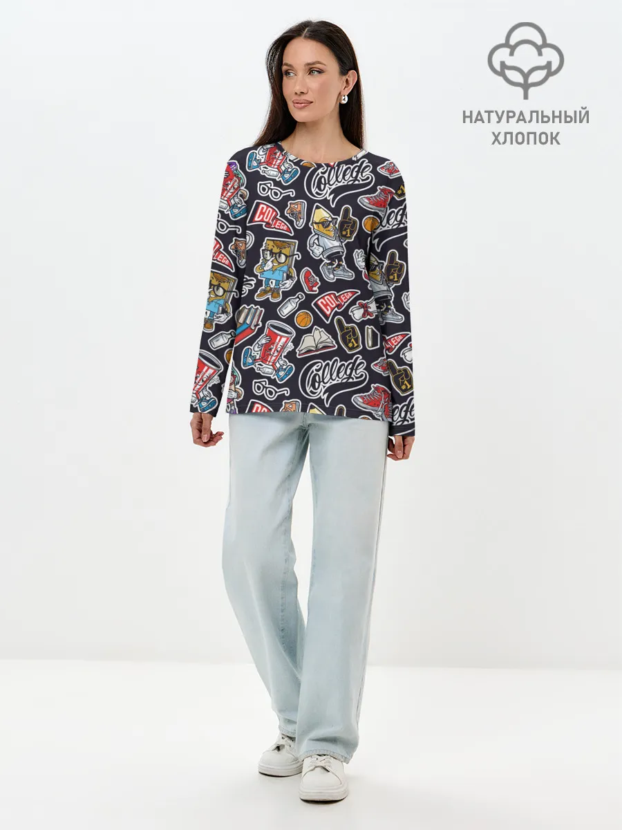 Лонгслив женский. Хлопок / Pop art