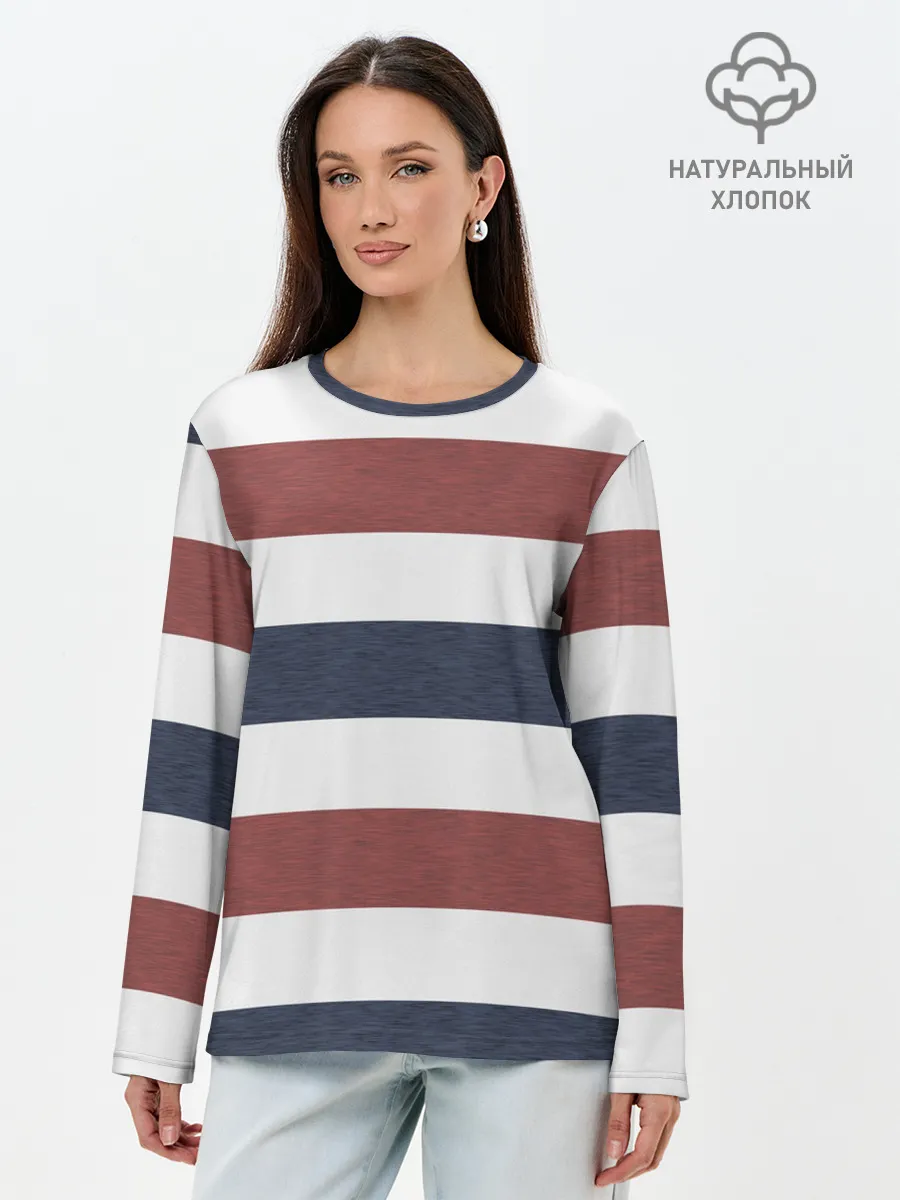 Лонгслив женский. Хлопок / Полоски