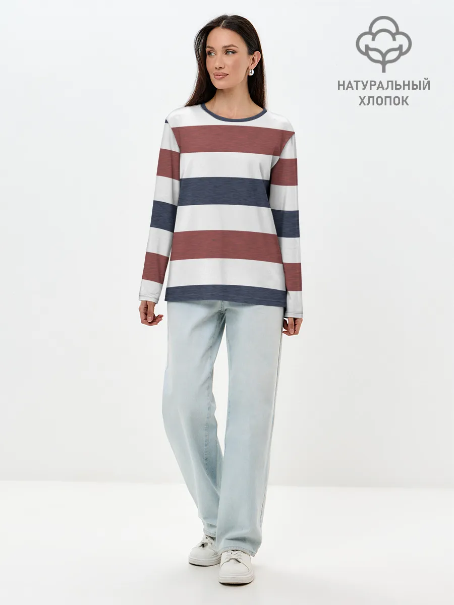 Лонгслив женский. Хлопок / Полоски