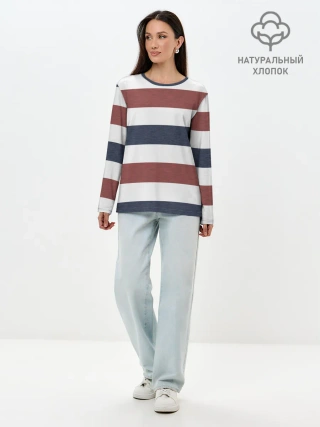 Лонгслив женский. Хлопок / Полоски