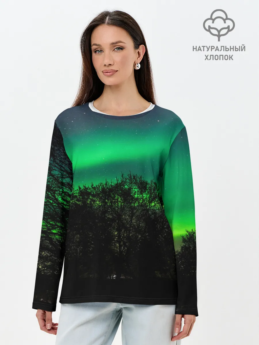 Лонгслив женский. Хлопок / Северное сияние