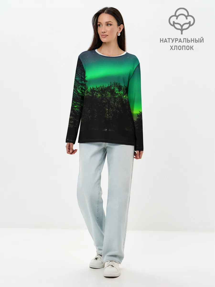 Лонгслив женский. Хлопок / Северное сияние