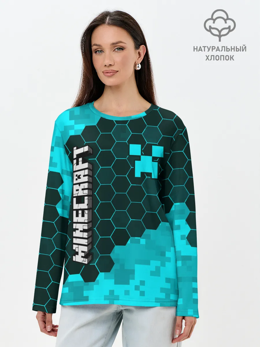 Лонгслив женский. Хлопок / MINECRAFT / МАЙНКРАФТ