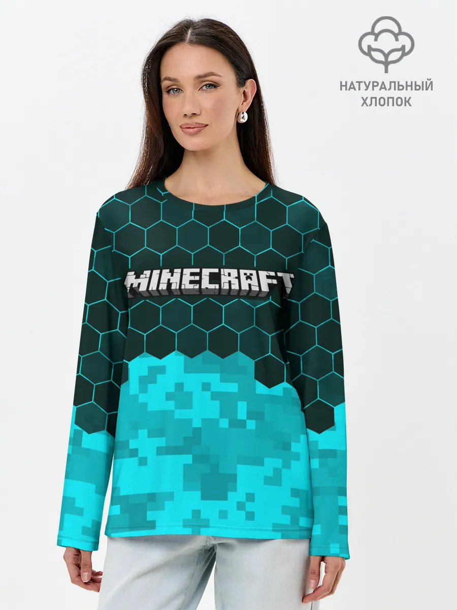 Лонгслив женский. Хлопок / MINECRAFT / МАЙНКРАФТ