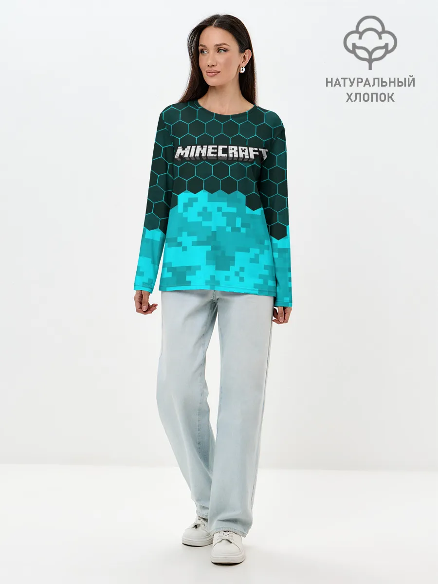 Лонгслив женский. Хлопок / MINECRAFT / МАЙНКРАФТ