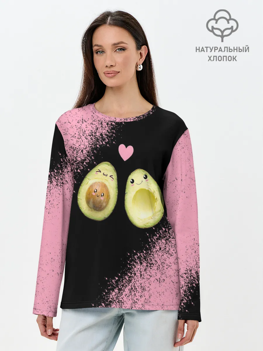 Лонгслив женский. Хлопок / Авокадо