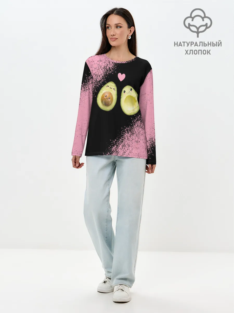 Лонгслив женский. Хлопок / Авокадо