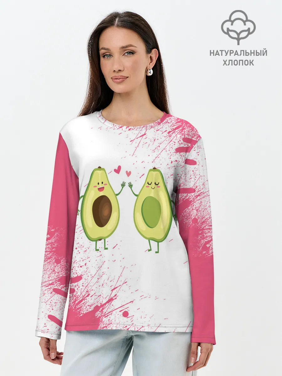 Лонгслив женский. Хлопок / Авокадо