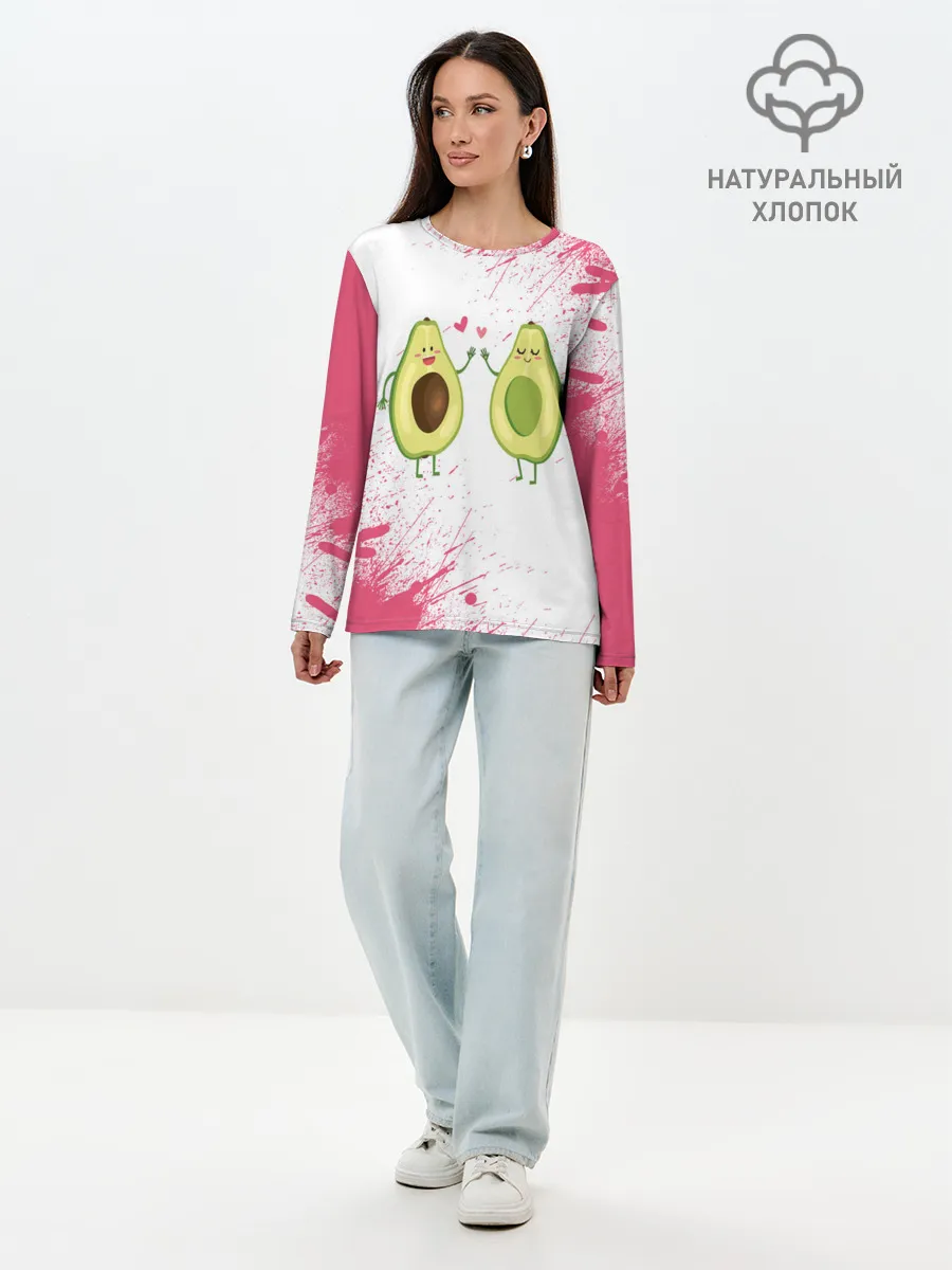 Лонгслив женский. Хлопок / Авокадо